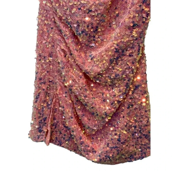 Lucy In The Sky Los Angeles Women Pink Sparkle Sequin Bodycon Mini Dress Size S - Picture 2 of 5